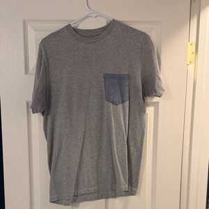 Classic Gray Tee with Blue Accent Pocket